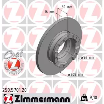 Jeu de 2 disques de frein arrière ZIMMERMANN OEM 601027