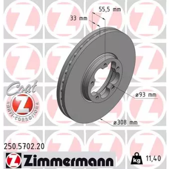 Jeu de 2 disques de frein arrière ZIMMERMANN 250.5702.20