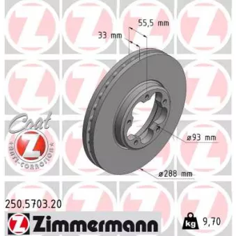 ZIMMERMANN 250.5703.20 - Jeu de 2 disques de frein arrière