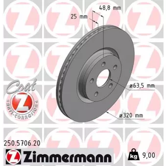 ZIMMERMANN 250.5706.20 - Jeu de 2 disques de frein arrière