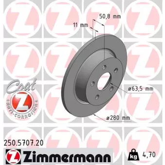 ZIMMERMANN 250.5707.20 - Jeu de 2 disques de frein arrière