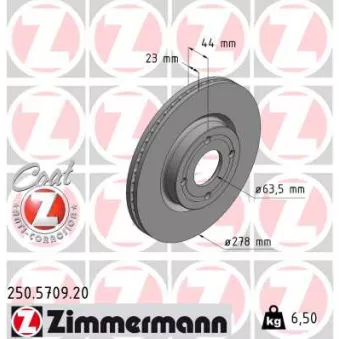 ZIMMERMANN 250.5709.20 - Jeu de 2 disques de frein arrière