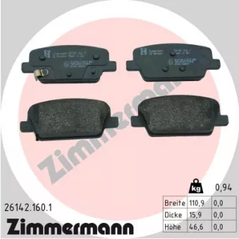 Jeu de 4 plaquettes de frein arrière ZIMMERMANN OEM 58302S1A50