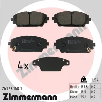 Jeu de 4 plaquettes de frein avant ZIMMERMANN OEM 12370