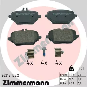 ZIMMERMANN 26215.185.2 - Jeu de 4 plaquettes de frein arrière