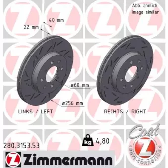 ZIMMERMANN 280.3153.53 - Jeu de 2 disques de frein arrière