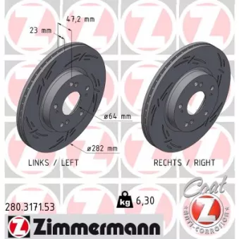 Jeu de 2 disques de frein arrière ZIMMERMANN OEM 45251SMGG10