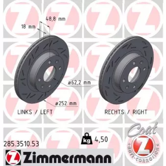 Jeu de 2 disques de frein arrière ZIMMERMANN 285.3510.53