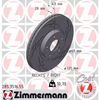 Jeu de 2 disques de frein arrière ZIMMERMANN OEM 6110210
