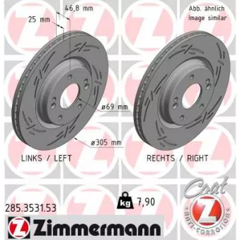 ZIMMERMANN 285.3531.53 - Jeu de 2 disques de frein arrière