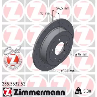 ZIMMERMANN 285.3532.52 - Jeu de 2 disques de frein arrière
