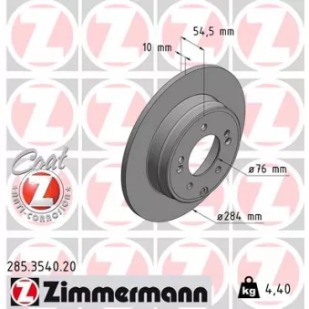 ZIMMERMANN 285.3540.20 - Jeu de 2 disques de frein arrière