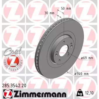Jeu de 2 disques de frein arrière ZIMMERMANN OEM 51712C5700
