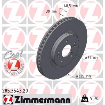 ZIMMERMANN 285.3543.20 - Jeu de 2 disques de frein arrière