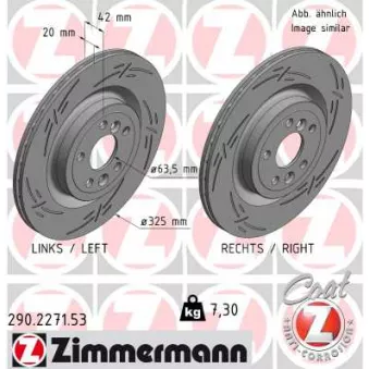 Jeu de 2 disques de frein arrière ZIMMERMANN 290.2271.53