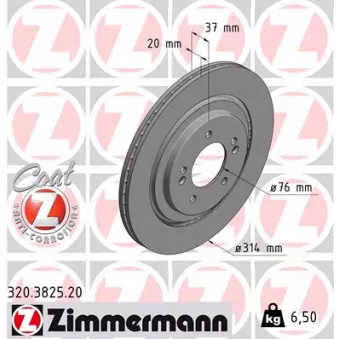 Jeu de 2 disques de frein arrière ZIMMERMANN 320.3825.20
