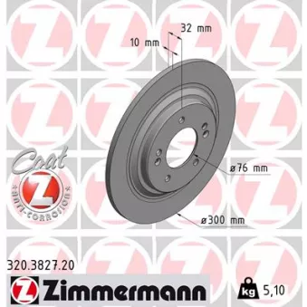 ZIMMERMANN 320.3827.20 - Jeu de 2 disques de frein arrière