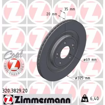 Jeu de 2 disques de frein arrière ZIMMERMANN 320.3829.20
