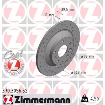 ZIMMERMANN 370.3056.52 - Jeu de 2 disques de frein arrière