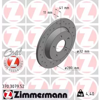 ZIMMERMANN 370.3079.52 - Jeu de 2 disques de frein arrière