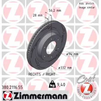 ZIMMERMANN 380.2116.55 - Jeu de 2 disques de frein arrière