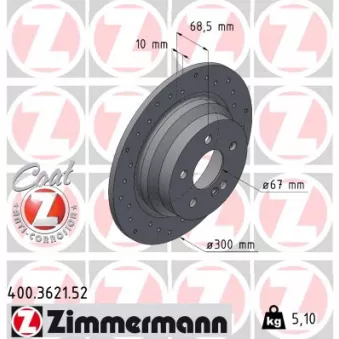 Jeu de 2 disques de frein arrière ZIMMERMANN 400.3621.52