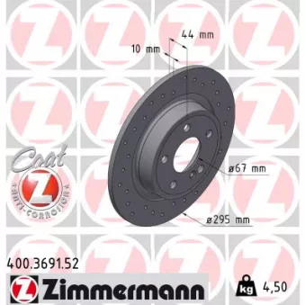 Jeu de 2 disques de frein arrière ZIMMERMANN 400.3691.52