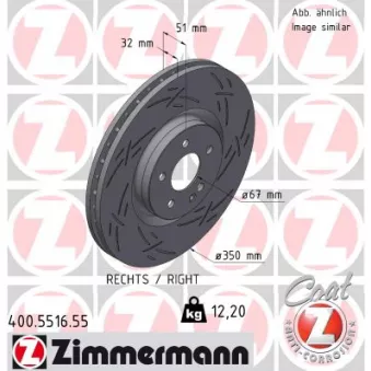 Disque de frein arrière droit ZIMMERMANN OEM 1764210112