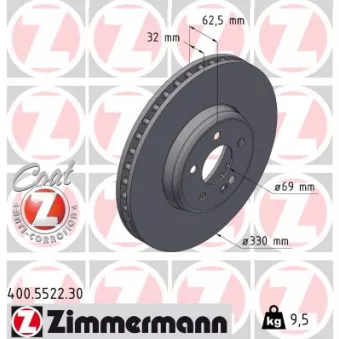 ZIMMERMANN 400.5522.30 - Jeu de 2 disques de frein arrière