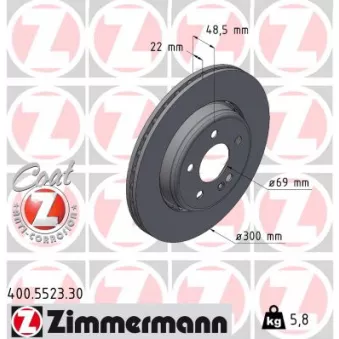 ZIMMERMANN 400.5523.30 - Jeu de 2 disques de frein arrière