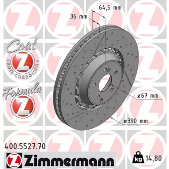 ZIMMERMANN 400.5527.70 - Jeu de 2 disques de frein arrière