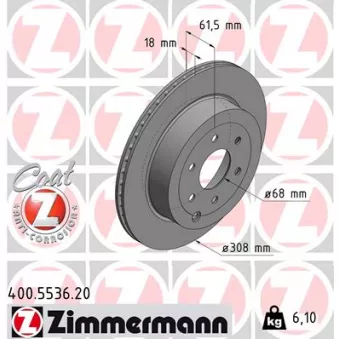 ZIMMERMANN 400.5536.20 - Jeu de 2 disques de frein arrière