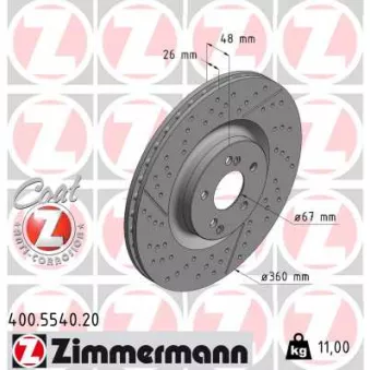 Jeu de 2 disques de frein arrière ZIMMERMANN 400.5540.20