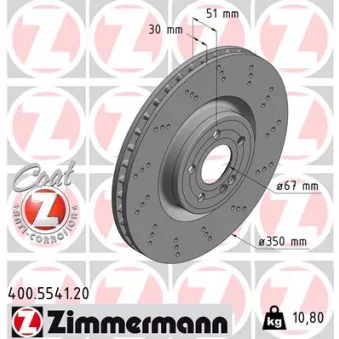 ZIMMERMANN 400.5541.20 - Jeu de 2 disques de frein arrière