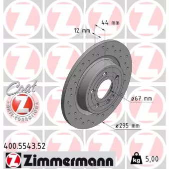 Jeu de 2 disques de frein arrière ZIMMERMANN OEM 107514