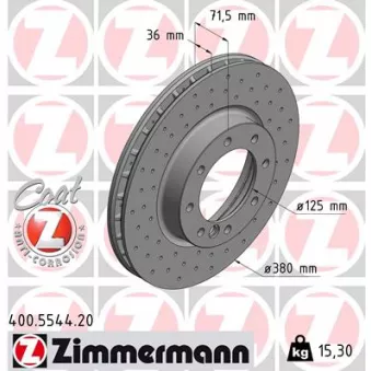 ZIMMERMANN 400.5544.20 - Jeu de 2 disques de frein arrière