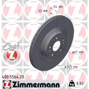 ZIMMERMANN 400.5564.20 - Jeu de 2 disques de frein arrière