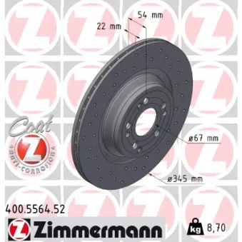 ZIMMERMANN 400.5564.52 - Jeu de 2 disques de frein arrière