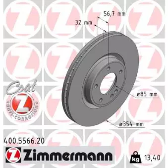 ZIMMERMANN 400.5566.20 - Jeu de 2 disques de frein arrière