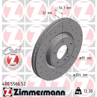 ZIMMERMANN 400.5566.52 - Jeu de 2 disques de frein arrière