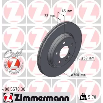 Jeu de 2 disques de frein arrière ZIMMERMANN OEM A2064230900