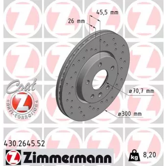 ZIMMERMANN 430.2645.52 - Jeu de 2 disques de frein arrière