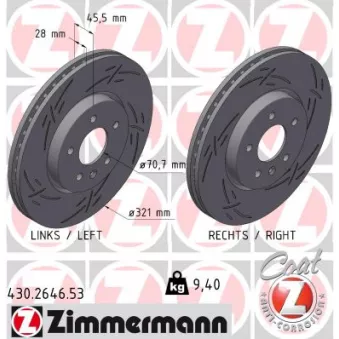 ZIMMERMANN 430.2646.53 - Jeu de 2 disques de frein arrière
