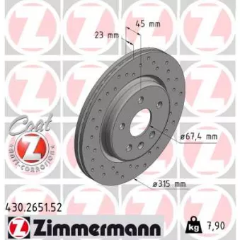 Jeu de 2 disques de frein arrière ZIMMERMANN 430.2651.52