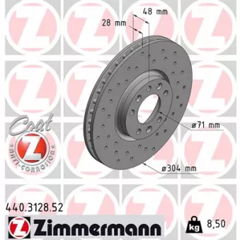 Jeu de 2 disques de frein arrière ZIMMERMANN OEM C1027VR
