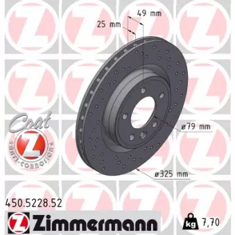 ZIMMERMANN 450.5228.52 - Jeu de 2 disques de frein arrière