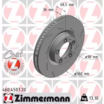 ZIMMERMANN 460.4507.20 - Jeu de 2 disques de frein arrière