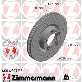ZIMMERMANN 460.4507.52 - Jeu de 2 disques de frein arrière