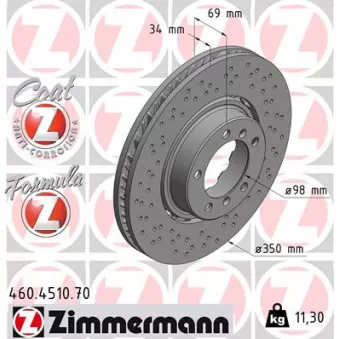 ZIMMERMANN 460.4510.70 - Jeu de 2 disques de frein arrière