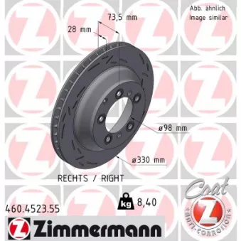 ZIMMERMANN 460.4523.55 - Jeu de 2 disques de frein arrière